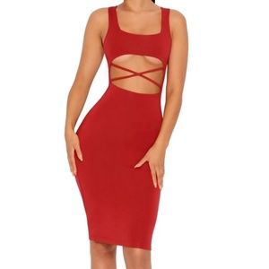 Mini Dress with cut out stomach and criss cross